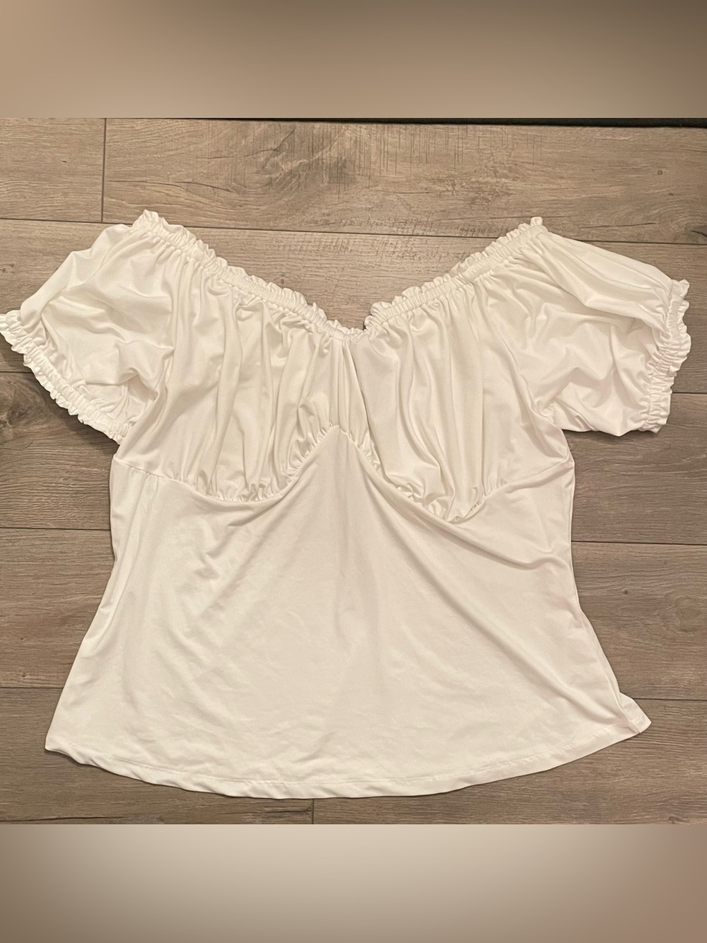 Unique Vintage White Cream Peasant Milkmaid Top Blouse 2X